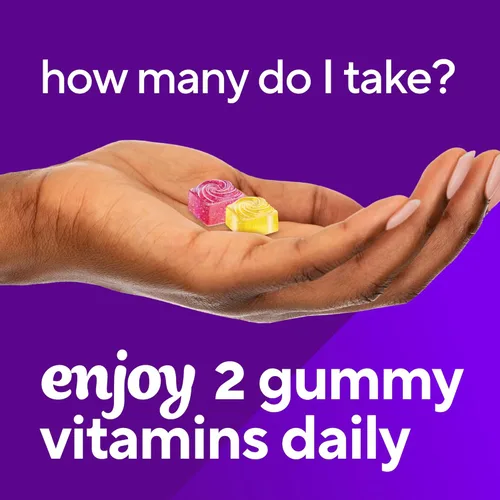 Miniatura 6 de vitafusion PreNatal Gummy Vitamins, sabor a limonada de frambuesa, suplemento vitamínico prenatal para mujeres con folato y DHA, suministro para 45