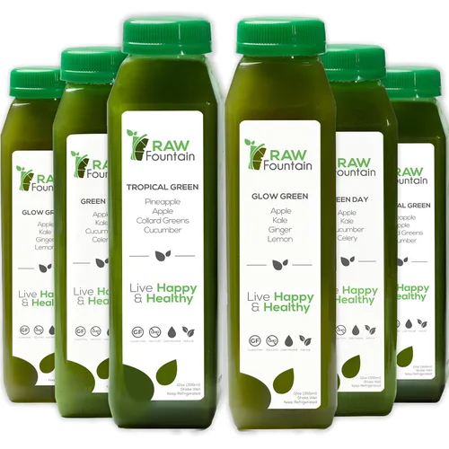 Miniatura 6 de Raw Fountain Limpieza de jugo verde de 5 días, crudo, desintoxicación vegana, jugos prensados en frío, 30 botellas de 12 onzas, 5 chupitos