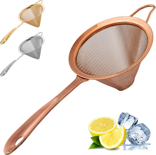 A Bar Above Colador de malla cónica de cobre antiguo, tamiz de cóctel fino para camareros y chefs, doble colador de acero inoxidable 304 para té,