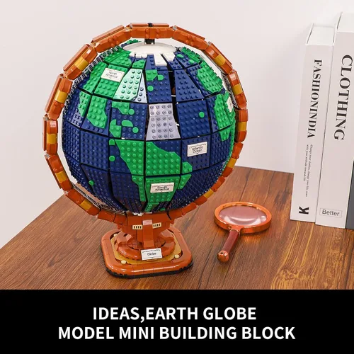 Miniatura 4 de Ideas The Globe - Juego de construcción para adultos, 2514 piezas, decoración del hogar, mapa del mundo, globo giratorio, regalos para quienes aman