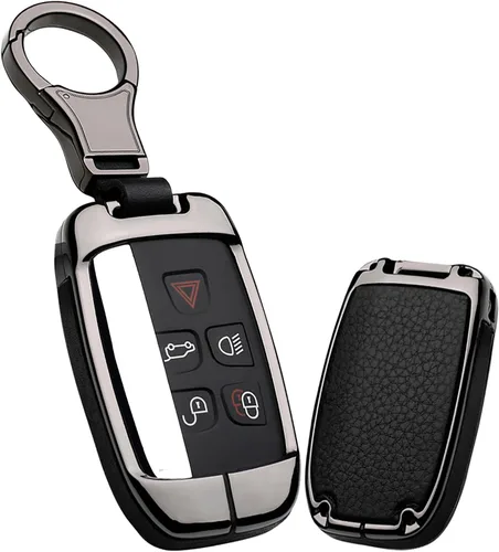 ontto Funda para Llaves Compatible con Land Rover Estuche de Llave de Metal y Cuero Portallaves con Llavero