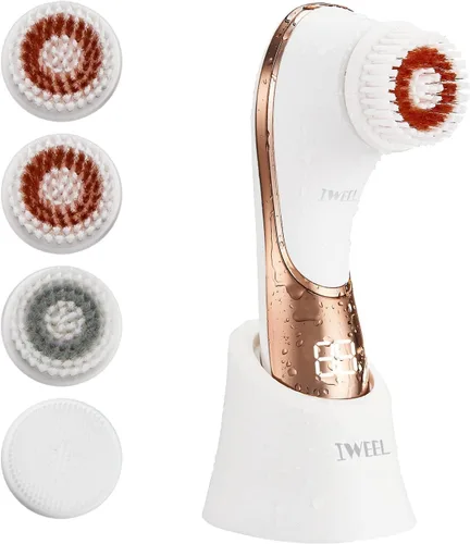 Cepillo facial eléctrico recargable exfoliante facial IPX-7 impermeable rotativo limpiador de spa para exfoliación, masaje y limpieza profunda con 4