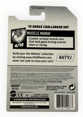 Miniatura 2 de Hot Wheels Dodge Challenger SRT '15, Muscle Mania 4/10 [Negro] 42/365