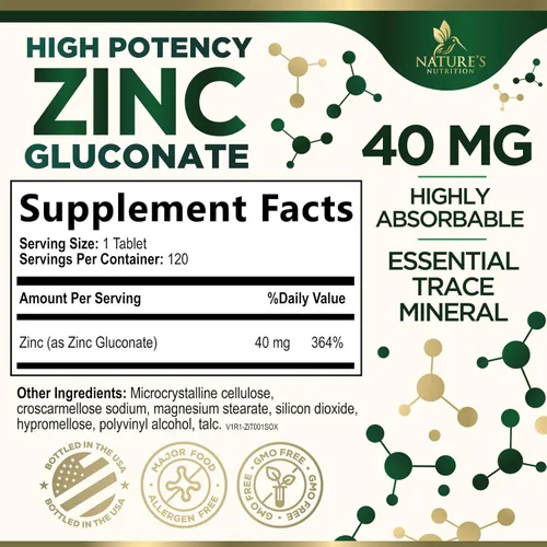 Miniatura 2 de Suplementos de zinc – Apoyo del sistema inmunológico y antioxidante – Tabletas de zinc de alta potencia para adultos – Los mejores suplementos