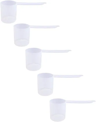 Miniatura 79 de Conjunto de 5 cucharas medidoras de plástico, 6 cucharadas (90 cc 3/8 taza 3 oz. 90 mL) con mango largo para polvos, gránulos, café, comida