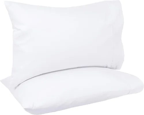 Miniatura 9 de Amazon Basics Juego de 2 fundas de almohada de 400 hilos, 100 % algodón, suaves, tejido satinado, resistentes a las arrugas, tamaño estándar, 20 x