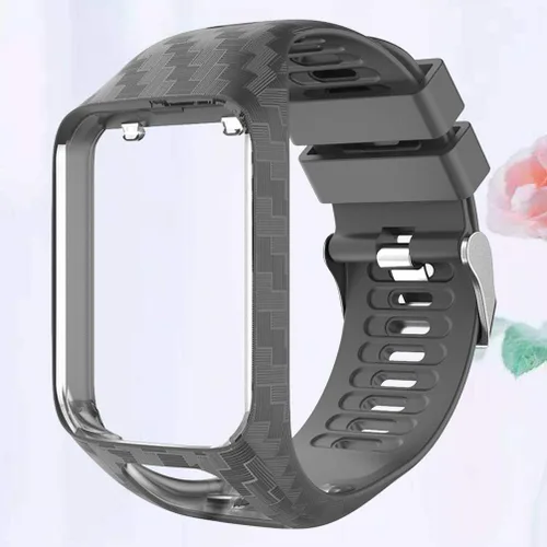 Miniatura 9 de Hemobllo - Correa de reloj inteligente con marco de silicona ajustable para reloj Tomtom 2/3, color gris