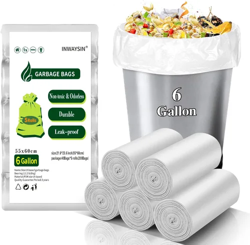 Miniatura 10 de Inwaysin - Bolsas de basura de 13 galones de alto, bolsas de basura negras biodegradables, 75