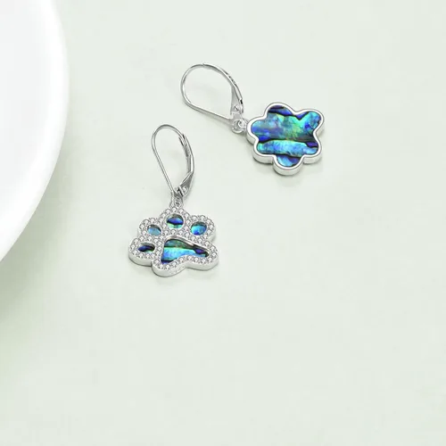 Miniatura 3 de Aretes colgantes de plata de ley con diseño de pata de perro, diseño de pata de cachorro, para mujeres y niñas