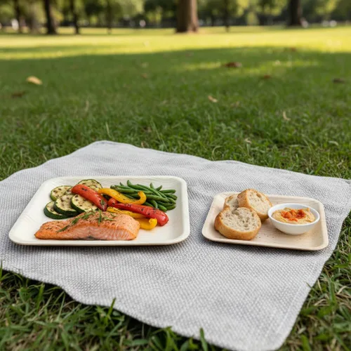 Miniatura 5 de Juego de 50 platos de hoja de palma Platos cuadrados de 25 x 10 pulgadas y 25 x 7 pulgadas Perfecto para fiestas, bodas y uso diario