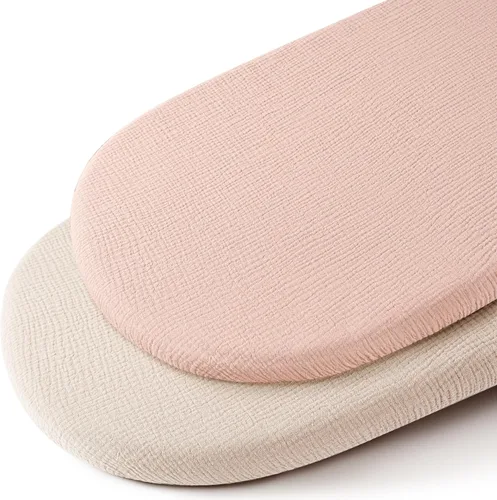 Miniatura 13 de Konssy Sábanas de muselina para cuna de bebé para niña y niño, paquete de 2, sábanas ajustadas transpirables para colchón de cuna de bebé, aptas