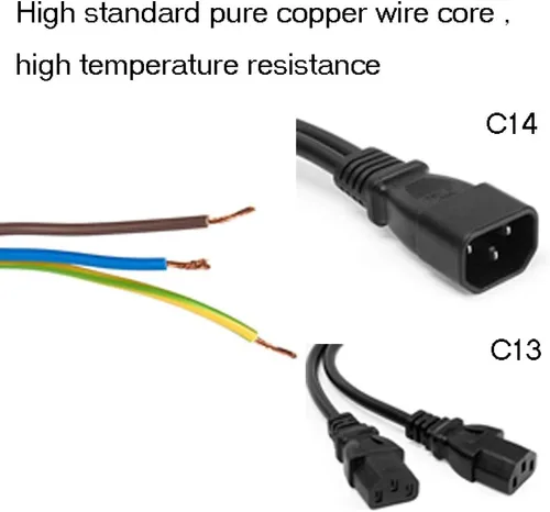 Miniatura 7 de Paquete de 2 cables de cable adaptador de corriente C14 a 2 x C13 para servidor UPS