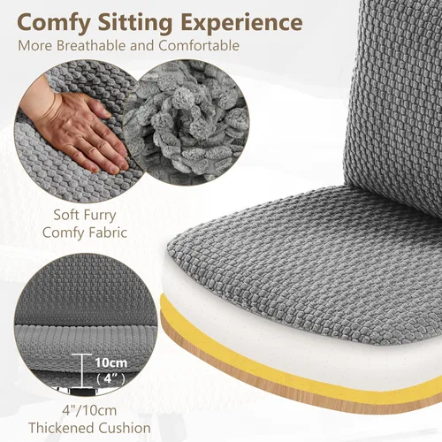 Miniatura 8 de Fizzin Silla cruzada sin brazos, con ruedas cruzadas, asiento de espuma viscoelástica con cojín de respaldo abatible, silla giratoria de respaldo