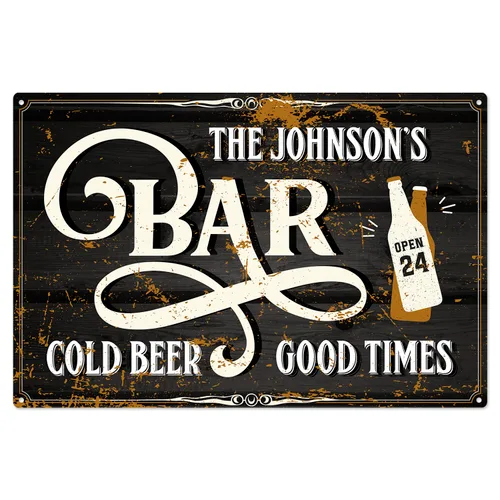 Miniatura 12 de Letrero de barra personalizado, nombre de barra rústico personalizado para decoración de interiores y exteriores, 10 x 14 pulgadas, aluminio 040