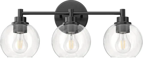 Miniatura 12 de VONLUCE Accesorios de iluminación de baño, luz de tocador de baño de 2 luces con pantallas de vidrio globo E26, luces de tocador para dormitorio