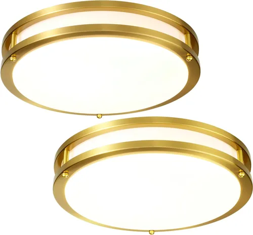 Miniatura 13 de Lámpara de Techo Dorada 24W, Lámpara de Techo LED de Montaje Empotrado de 12 Pulgadas para Dormitorio, Cocina, Baño, Lámpara de Techo Regulable