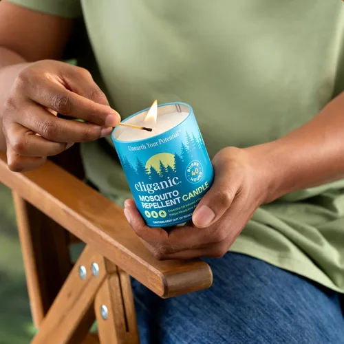 Miniatura 2 de Cliganic Vela repelente de mosquitos natural (grande de 22 onzas), citronela, sin DEET, aceite esencial infundido para exteriores, campamento, quema