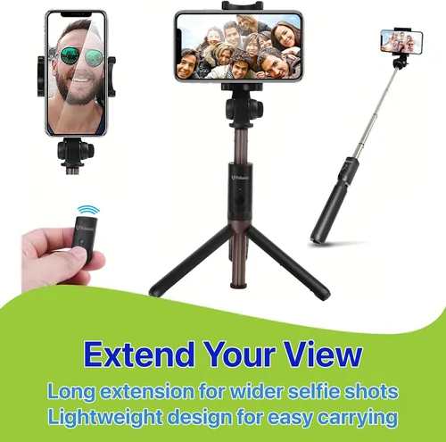 Miniatura 5 de Trípode para selfie stick con bolsa de control remoto inalámbrico, extensible y ajustable, soporte ligero V-Log compatible con todos los iPhone