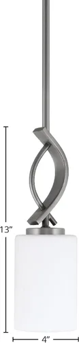 Miniatura 2 de Toltec Lighting Cavella Stem Colgado Mini colgante, acabado grafito, vidrio de muselina blanca de 4 pulgadas