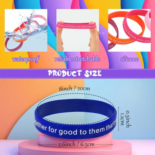 Miniatura 59 de Estune 120 pulseras de versículos de la Biblia, con cita motivacional, pulseras de goma, pulseras de silicona religiosas, pulseras de silicona