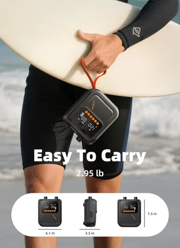 Miniatura 4 de Rechargeable Paddle Board Pump, 2025 Portable SUP Air Pump with Dual Stage Inflation, 3x4500MAH, Up to 20 PSI, 30% Faster with Auto-Off, Ideal for