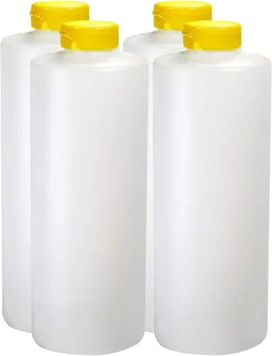 Miniatura 16 de Pinnacle Mercantile Botellas de plástico para condimentos con rociador y dispensador con tapa de bisagra negra grande de 32 onzas, vacías, paquete