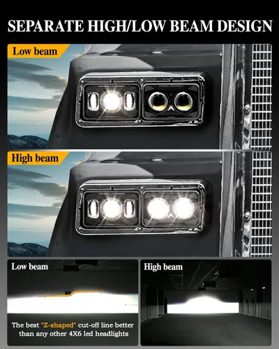 Miniatura 2 de Faros delanteros LED homologados por DOT de 4 x 6 pulgadas, 1000% más brillantes, 120W, compatibles con Kenworth T800 T600, Peterbilt 379