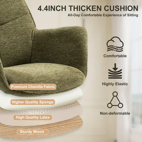 Miniatura 3 de Silla de escritorio para oficina en casa, silla ergonómica giratoria para computadora con ruedas giratorias, altura ajustable, sillón tapizado