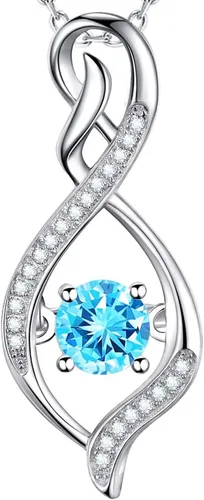 Regalos de cumpleaños para mujeres, collar de amor infinito para esposa, mamá, piedras de nacimiento de septiembre, ópalo de zafiro azul, rosa,