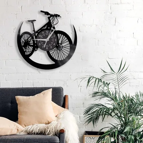 Miniatura 4 de Reloj de pared de disco de vinilo para bicicleta, creativo de 12 pulgadas, decoración de bicicleta de montaña, regalos para hombres y mujeres, hecho