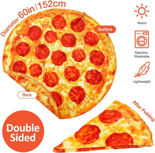Miniatura 6 de Hommtina Manta de pizza de doble cara, manta gigante de tortilla, regalos divertidos para adultos, adolescentes y niños (60 pulgadas)