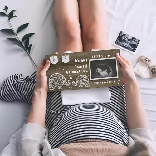 Miniatura 2 de EURSET Marco de fotos de sonograma para bebé, semanas de cuenta regresiva, foto de ultrasonido estándar de 4 x 3 pulgadas, ideas de anuncios