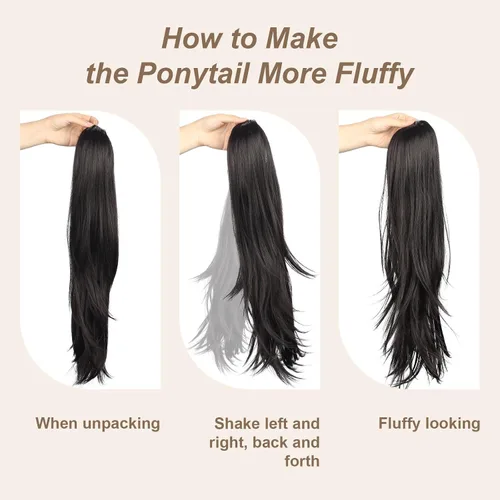 Miniatura 4 de Extensión de cola de caballo de cabello lacio, mezcla de extensiones de cola de caballo con cordón, rubias para mujer, múltiples capas, sintético