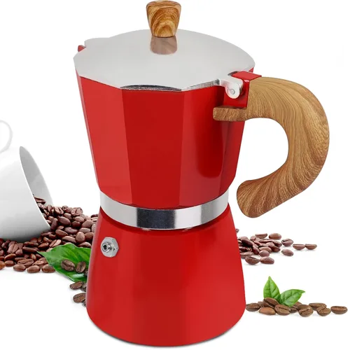 Miniatura 11 de Moka Pot - Cafetera italiana de aluminio de 15.2 fl oz, cafetera para estufa, cafetera espresso Mocha Pot (negro, 3 tazas)