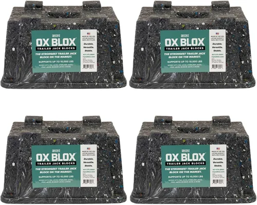 Paquete de 4 Bloques de Gato para Remolque de Servicio Pesado OX BLOX - Bloques de Nivelación para Vehículos Recreativos Fabricados en EE.UU. -