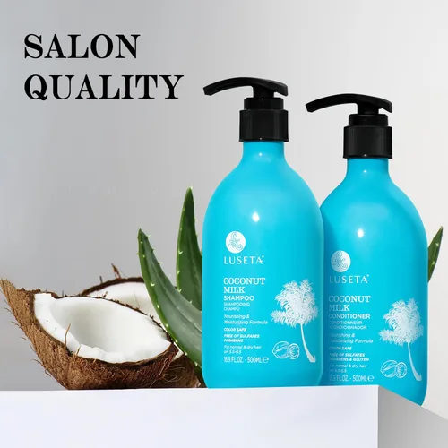 Miniatura 3 de L LUSETA Champú y acondicionador de leche de coco, nutritivo e hidratante para el cabello, sin sulfatos ni parabenos, queratina y seguro