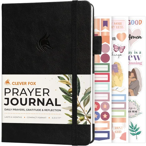 Clever Fox Diario de oración – Cuaderno devocional diario y gratitud – Planificador religioso y libro de dioses – Regalos y accesorios basados en la