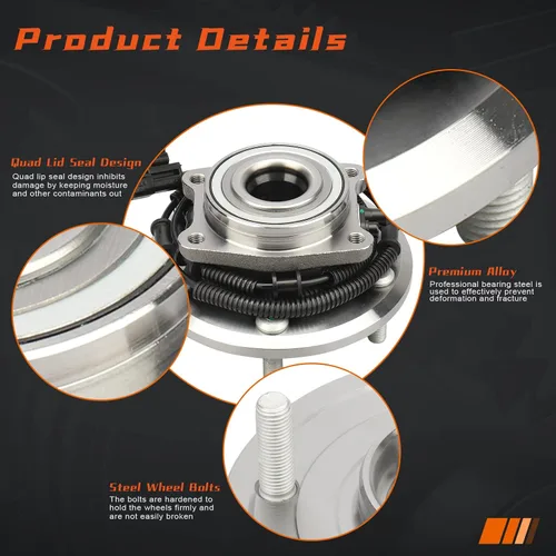 Miniatura 4 de 512360 Buje de rueda trasera y cojinete para Chry Town & Country/Dodge 08 09 10 11 12 Grand Caravan, 09-12 para Volkswagen Routan con ABS (par)