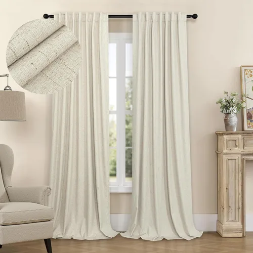 Miniatura 47 de Pitalk Cortinas cortas 100% opacas de lino para cafetería, 40 pulgadas de largo, 2 paneles, cortinas de puerta francesa para ventana, cortina