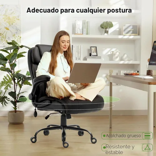 Miniatura 5 de Silla de oficina, sillas ejecutivas grandes y altas con soporte lumbar para dolor de espalda, silla de computadora de escritorio transpirable