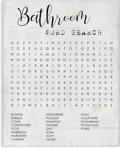 Miniatura 8 de Stupell Industries Diseño de palabras para baño con crucigramas para teléfono, arte en lienzo, 30 x 40 pulgadas, fácil de colgar y resistente