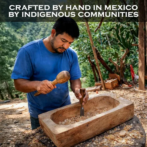 Miniatura 7 de MAINEVENT Cuenco decorativo de madera para masa de aproximadamente 30 pulgadas, cuenco largo de madera rústica tallada a mano, cuenco grande
