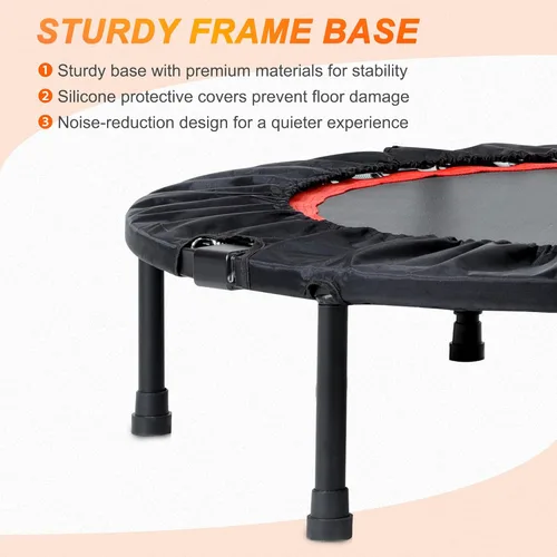 Miniatura 4 de Foldable Mini Trampoline Load 330lbs, 40"/48" Rebounder Trampoline for Adults with Durable Bungee Band and Adjustable Foam Handle for Home Gym