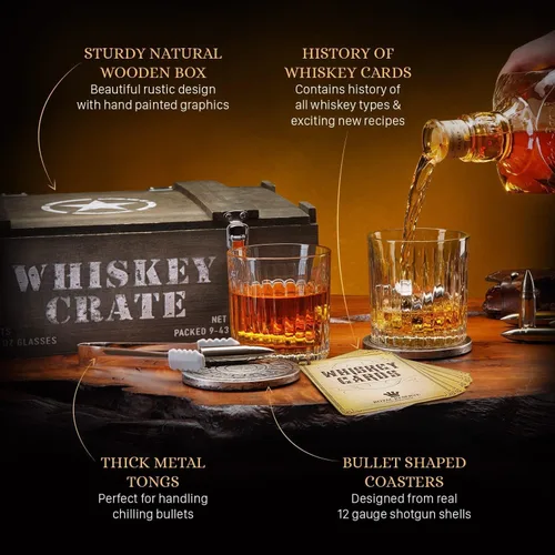 Miniatura 3 de Royal Reserve - Juego de regalo de piedras de whisky Bullet Vasos de bourbon hechos a mano, posavasos, caja – Regalos de whisky para hombres
