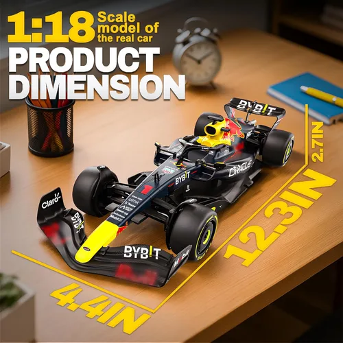Miniatura 5 de BEZGAR Auto de control remoto F1 - Auto de juguete Rb18 con licencia oficial, vehículo modelo 1:18, RC de carreras F1 de 2.4GHz para niños, niñas