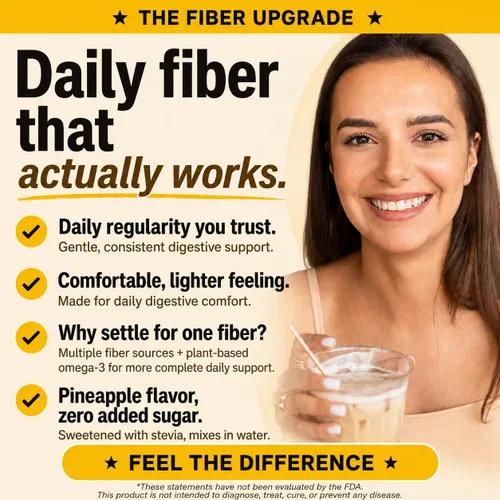 Miniatura 2 de Suplemento de fibra prebiótica en polvo: fibra soluble e insoluble con linaza, cáscara de psyllium, salvado de avena y omega-3 para salud digestiva