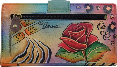 Miniatura 2 de Anna by Anuschka Cartera de dos pliegues de piel auténtica pintada a mano para mujer