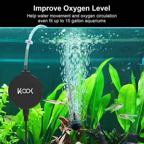 Miniatura 5 de GuDoQi Bomba de aire para acuario, mini bomba de oxígeno ultra silenciosa de 1 vatio, potente kit aireador de aire para peceras de 1 a 15 galones