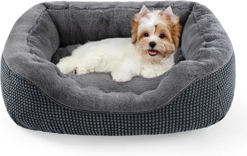 Miniatura 9 de INVENHO Cama para perros pequeños para perros pequeños, camas para gatos de interior, lavable, cama ortopédica para perros, cama cálida suave y Gris