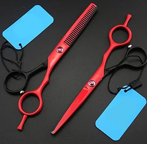 Miniatura 2 de MAYiT Tijeras de corte de pelo, 5.5 pulgadas profesional rojo piano, tijeras de corte y adelgazamiento, juego de tijeras de peluquería de peluquería